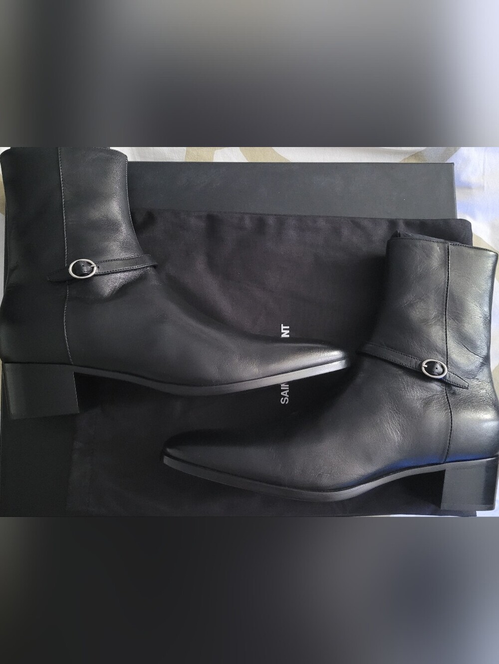 Saint Laurent VLAD 45 Zipped Leather Boots Black Size 43.5